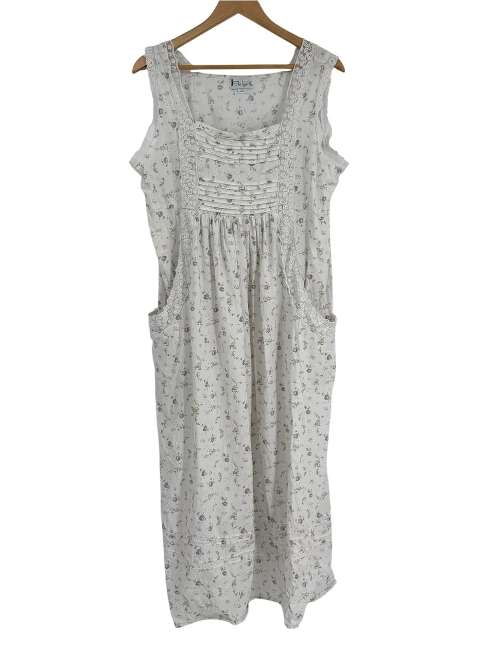 The 1 for U You Rosalind Long Cotton Robe /Gown Set Lilac Rose Lace Size XL/XXL